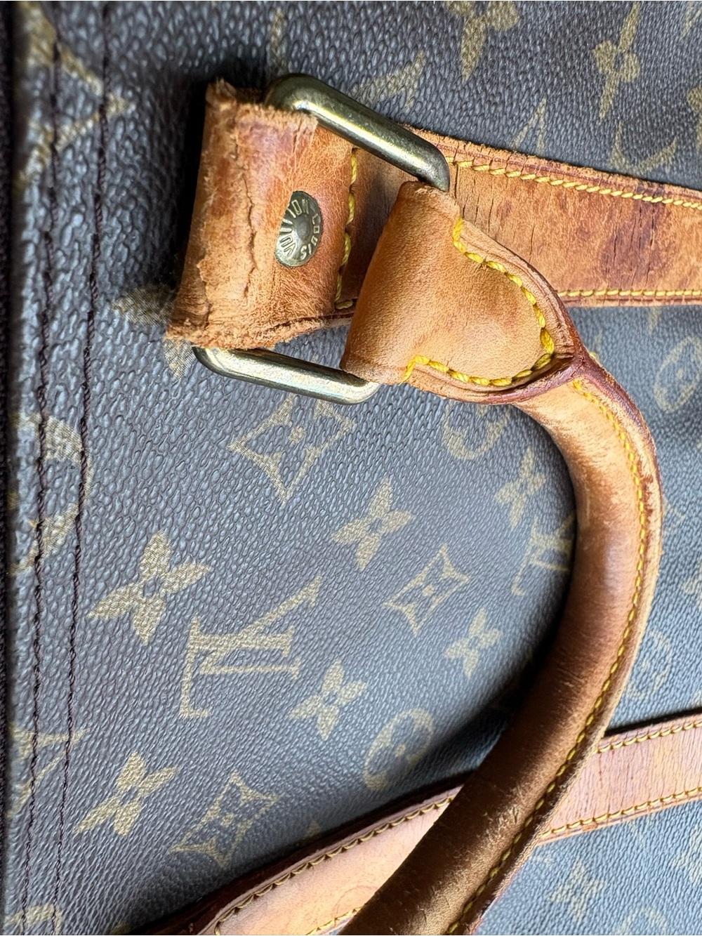 Authentic Louis Vuitton Monogram Canvas Keepall 55 Duffel in Brown and Tan - Picture 13 of 16